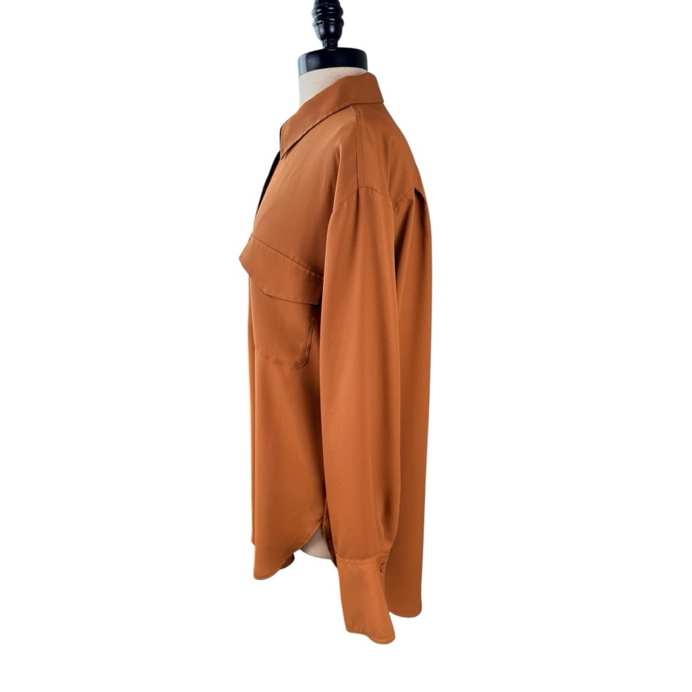 Loft Rust Utility Button Down Blouse Size L - image 4